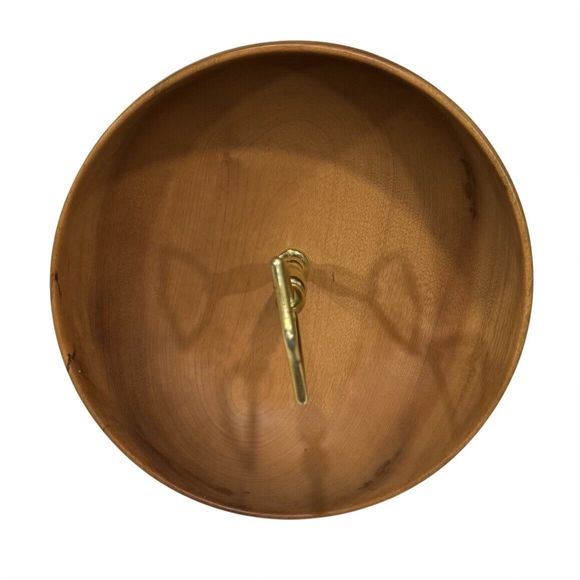 VTG Oregon Myrtle Wood 8" NUT BOWL CANDY COIN DISH Gold Handle Cracker Tray MCM - Picture 6 of 7